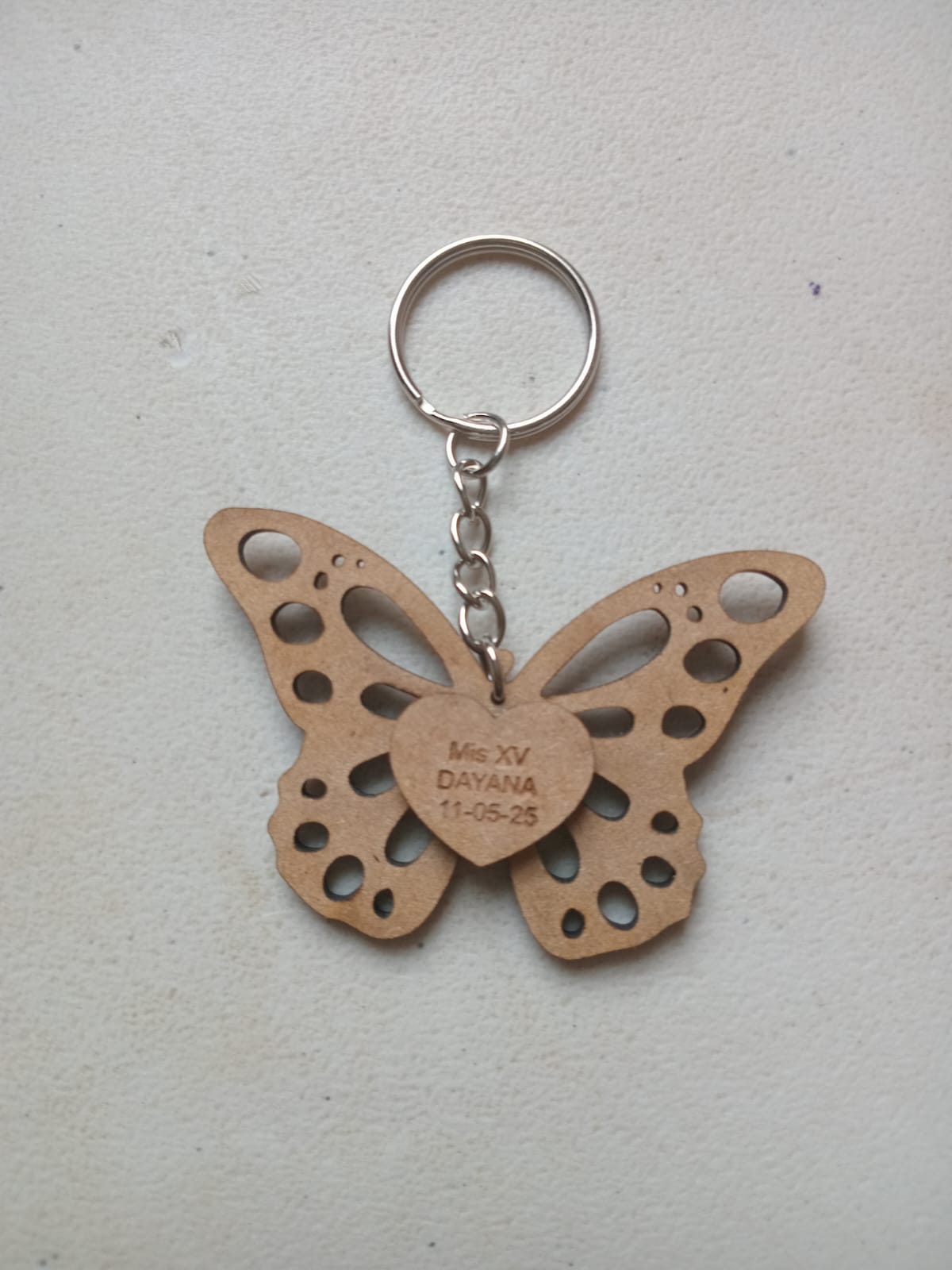 Llavero corazon y mariposa